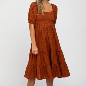 Pinkblush Rust Plaid Midi Dress